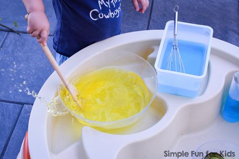 Stirring, Pouring, and Color Mixing Station - Simple Fun for Kids Water Table, Fun For Kids, Super Simple, Cool Kids, Color Mixing, For Kids, Ethnic Recipes, Water, Color