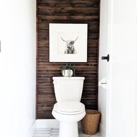 Bathroom Wall Ideas, Toilet Closet, Wood Wall Bathroom, Toilet Room Decor, Tiles Designs, Bathroom Accent Wall, Creative Bathroom, Toilet Room, Small Toilet