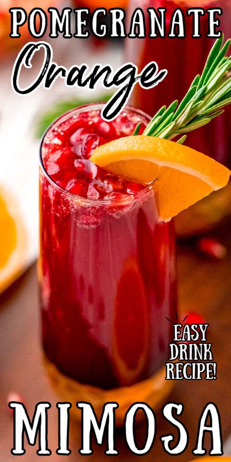 Pom Juice Recipes, Pomegranate Orange Cocktail, Pomegranate Mimosa Recipe, Drinks With Pomegranate Juice, Holiday Mimosa Recipe, Frozen Mimosa Recipe, Orange Mimosa Recipe, Wine Punch Recipes, Holiday Mimosa