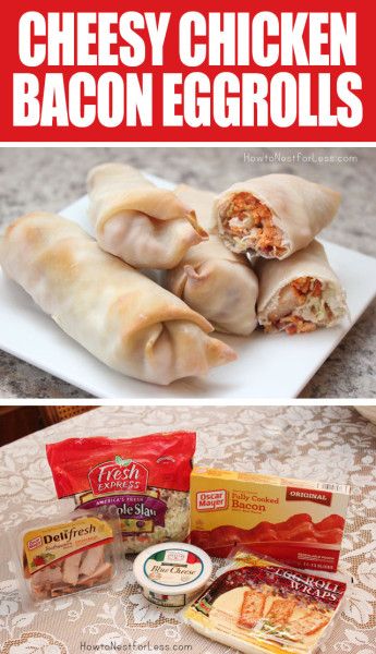 Love this version of an eggroll. Anything is better with bacon, right? Chicken Bacon Ranch Egg Rolls, Buffalo Chicken Eggrolls, Ftdi Recipes, Eggroll Recipe, Egg Roll Recipes, Bleu Cheese, Chicken Bacon Ranch, Bacon Ranch, Turkey Bacon