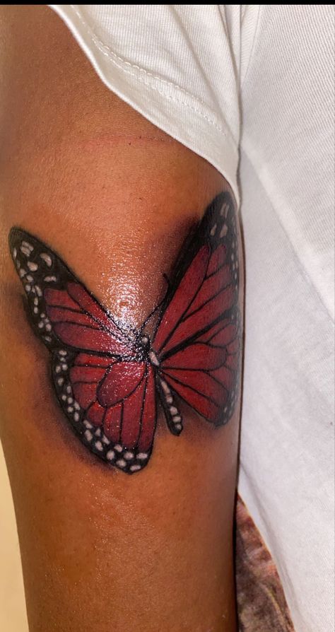 Red Buterfluffy Tattoo, Black And Red Butterfly Tattoo, Red And Black Butterfly Tattoo, Red Butterfly Tattoo, Black Butterfly Tattoo, Strength Tattoo, Red Butterfly, Black Butterfly, Butterfly Tattoo