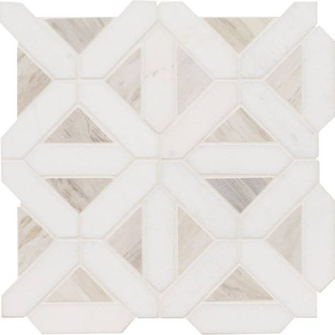 MSI Cecily Pattern Polished Marble Mosaic Tile & Reviews | Wayfair Tan Marble Bathroom, Entry Floor Tile, Patterned Bathroom Floor Tiles, Small Bathroom Floor Tile Ideas, Modern Bathroom Floor, Cedar Kitchen, Entrance Tiles, Masterbath Ideas, Marble Mosaic Floor