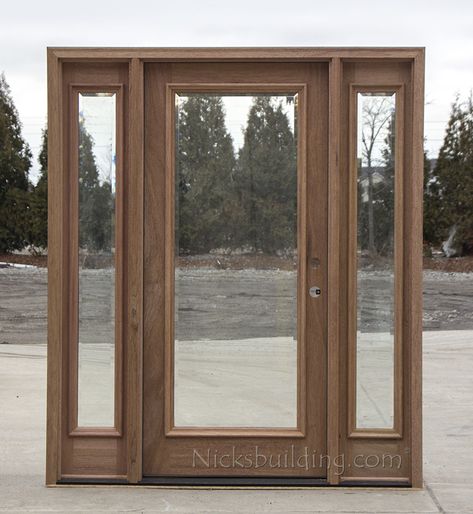 solid mahogany full lite door Full Lite Front Door, Full Glass Front Door, Single Exterior Doors, Glass Front Entry Doors, Exterior Doors With Sidelights, Doors With Sidelights, Mahogany Exterior Doors, Alder Doors, Knotty Alder Doors