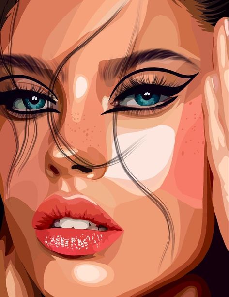 Vector Portrait Illustration, Digital Portrait Illustration, Pop Art Drawing, Digital Portrait Art, Close Up Portraits, Vector Portrait, Pop Art Painting, Girly Art Illustrations, Art Drawings Sketches Creative