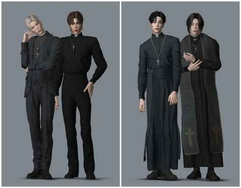 Priest | plazasims on Patreon Sims 4 Cc Goth, Priest Outfit, Sims 4 Decades Challenge, Sims 4 Male Clothes, Sims 4 Patreon, Vampire Clothes, Sims 4 Dresses, Sims Four, Sims 4 Collections