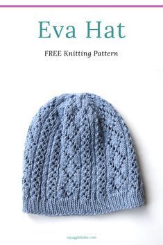 Beanie Knitting Patterns Free, Knitting Lace, Knitting Hat, Hat Patterns Free, Knitting Patterns Free Hats, Lace Knitting Patterns, Crochet Socks, Beanie Pattern, Hat Knitting Patterns