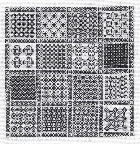 Motifs Blackwork, Blackwork Embroidery Designs, Blackwork Embroidery Patterns, Blackwork Cross Stitch, Blackwork Designs, Blackwork Patterns, Crochet Needlework, Blackwork Embroidery, Redwork Embroidery