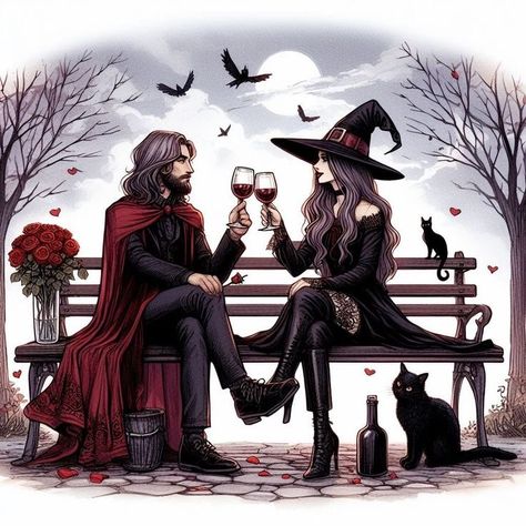 Witch Couple, Witches Illustration, Witchy Wallpapers, Witch Powers, Magic Runes, Witch Pictures, Witchy Art, Witchy Wallpaper, Gothic Fantasy Art