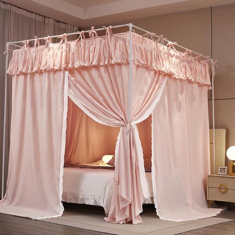 PRICES MAY VARY. 1: Comprehensive Canopy Package--Includes: Bed Canopy *1,Plastic Wall Anchors *4, Ribbons *4(Note: LIGHTS and POLES depicted in the picture are NOT included) 2:Superior Material and Multiple Sizes--There are three sizes to choose from (Full,Queen,King), and the top is designed with elastic straps, which is more suitable for various supported bed supports,Crafted from high-quality polyester fiber,Comfortable and breathable. 3:Elegant and Romantic Design--Ruffle edge design The to Curtain Bed, Bed Canopy, Mosquito Net, Bedroom Decoration, Girls Bedroom, Tent, For Girls, Lace Up, Queen