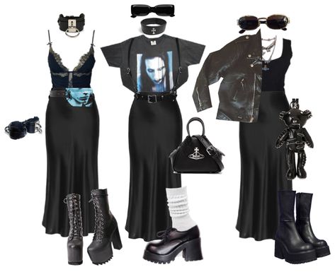 Halestorm Concert Outfit, Alt Outfits, Dark Outfits, Dior Sunglasses, White Socks, 90s Grunge, Looks Black, All Black Outfit, Outfit Maker