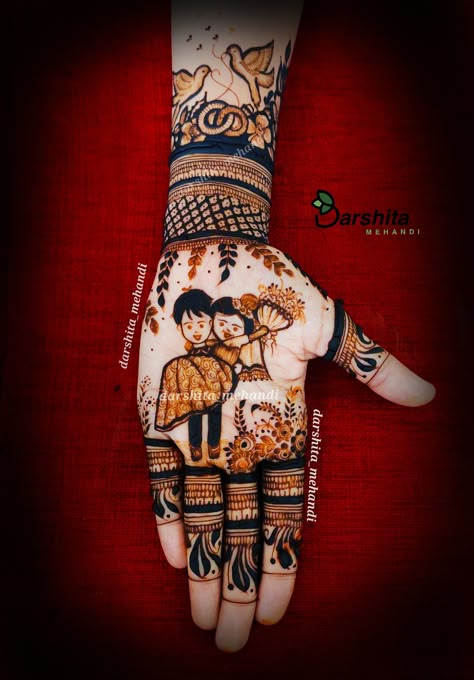 Anniversary Mehendi, Anniversary Mehndi, Mehendi Tattoos, Engagement Mehendi, Engagement Design, New Henna Designs, Henna Flower Designs, Mehandi Henna, Simple Mehendi