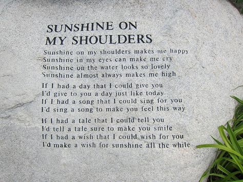 Sunshine on my Shoulders  :)) Sunshine On My Shoulders, Happy Sunshine, Have A Day, Make Happy, Family Traditions, I Am Awesome, Poetry, Songs, Music