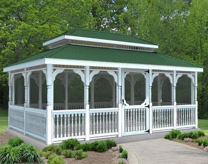 Rectangular Gazebo, Gazebo Curtains, Pergola Decorations, Screened Gazebo, Sun Rooms, Garden Gazebo, Tree Line, Exterior Siding, Outdoor Landscaping