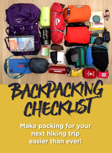 Backpacking Checklist, Day Backpacks, Backpacking Trip, Camping Guide, Camping Checklist, Camping Supplies, Backpacking Gear, Camping Backpack, Camping Lights