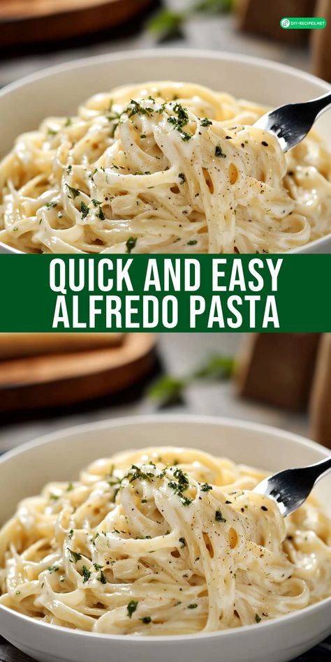 Whip up Quick and Easy Alfredo Pasta for a delicious dinner in minutes! A creamy, cheesy sauce that’s perfect for busy weeknights. Quick Alfredo Pasta, Fetuccini Alfredo Recipes, Easy Alfredo Baked Pasta, Fetachinne Alfredo, Creamy Alfredo Pasta Recipes, Quick And Easy Alfredo Sauce Recipe, Fettucini Alfredo Sauce Recipe, Alfredo Recipes For Dinner, Easy Alfredo Pasta