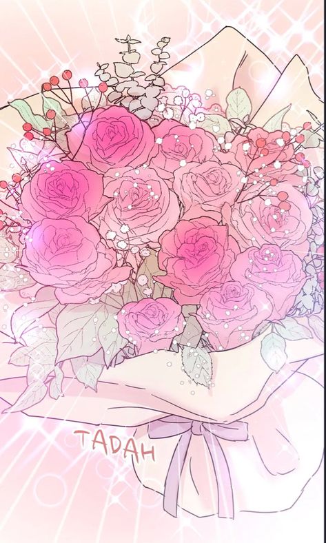 Anime Bouquet, Manhwa Flowers, Bouquet Reference, Background Procreate, Goblin Cave, Base Draw, Type Of Aesthetics, Pink Core, Anime Flower