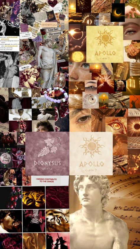 a child of Apollo and Dionysus Dionysus Moodboard, Dionysus Wallpaper, Apollo Dionysus, Apollo And Dionysus, Child Of Dionysus, Cult Of Dionysus, Dionysus Cabin, Child Of Apollo, Dionysus Aesthetic