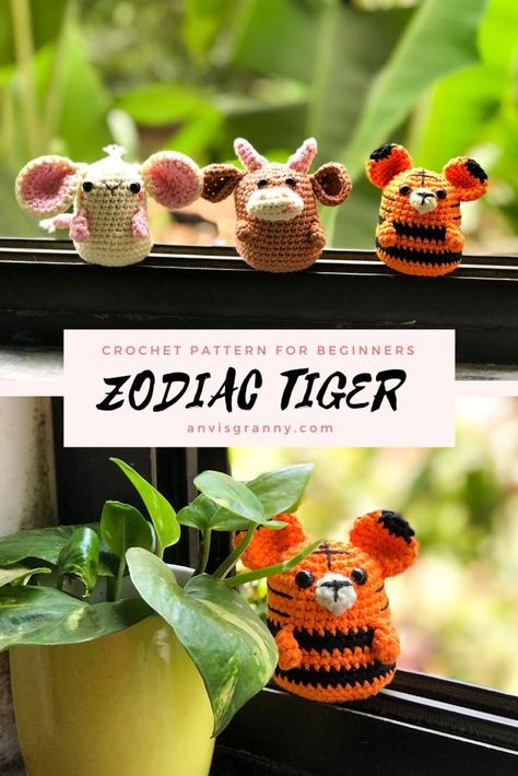 Enjoy the beginner-friendly, easy-to-follow crochet pattern for the Chinese zodiac sign - Zodiac tiger! The astrogoly birhtday gift is easy and fun to wrap up within 2 hours. Video tutorial available! Let's crochet and have fun! #anvisgranny #zodiacsign #crochetanimal #amigurumipattern #crochetvideo Tiger Tutorial, Tiger Crochet, Amigurumi Tiger, Chinese Zodiac Tiger, Easy Amigurumi Pattern, Easy Amigurumi, Animals Crochet, Soft Toy Patterns, Animal Crochet