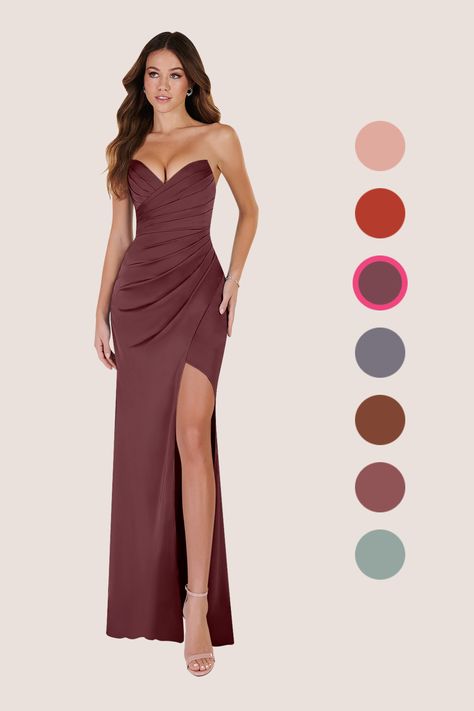 Sangria Bridesmaid Dresses, Mermaid Bridesmaid Dress, Wisteria Bridesmaid Dresses, Mauve Bridesmaid, Mauve Bridesmaid Dress, Plus Size Bridal Dresses, Stretch Satin Dress, Mermaid Bridesmaid, Rose Bridesmaid Dresses