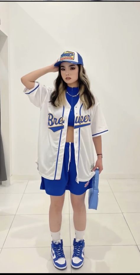 Baseball Game Outfit Ideas, Game Outfit Ideas, Baseball Game Outfit, 2000s Outfit, Jersey Outfit, Classic Denim Jacket, Hip Hop Outfits, Baseball Game, Home Run