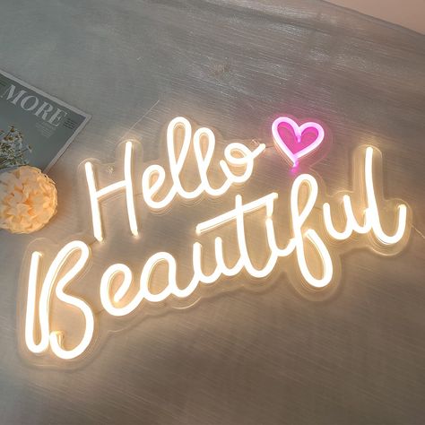 Beautiful Neon Sign, Sign For Room, Cute Pink Heart, Youre Like Really Pretty, Salon Signs, Beauty Room Decor, Light Up Signs, Dream Symbols, Word Signs