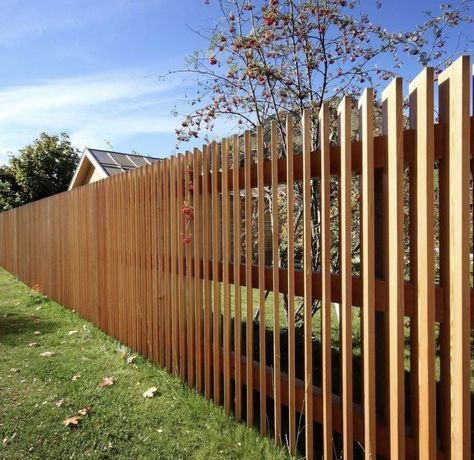 Vertical Wood Fence Design, Decorative Fence Panels, Wood Fence Design, Fence Gate Design, Modern Fence Design, House Fence Design, Privacy Fence Designs, Timber Fencing, Modern Fence