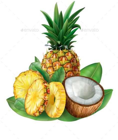 Pineapple Drawings, Coconut Food, Pineapple Drawing, Pineapple Illustration, Pineapple And Coconut, 귀여운 음식 그림, Fruits Drawing, Art Tutorials Watercolor, Fruit Photography