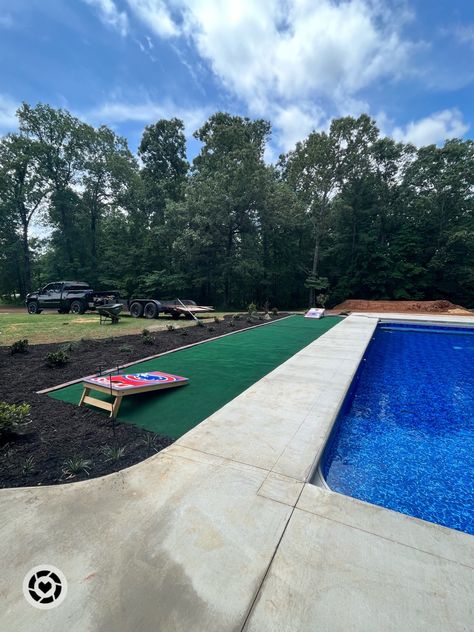 Cornhole Area In Backyard, Cornhole Area, Outdoor Game Area, Game Area, Outdoor Game, Astro Turf, Corn Hole, Swimming Holes, Cabin Ideas