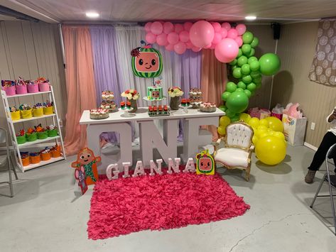 #firstbirthday #cocomelon #birthdaypartyforgirls 2nd Birthday Party Themes Cocomelon, Coco Melon Centerpieces, Pink And Green Cocomelon Party, Cocomelon Centerpiece Ideas, Cocomelon Centerpieces Girl, Cocomelon Party Ideas For Girl 1st, 2nd Birthday Cocomelon Theme, Cocomelon Centerpieces, Cocmelon Birthday Girl