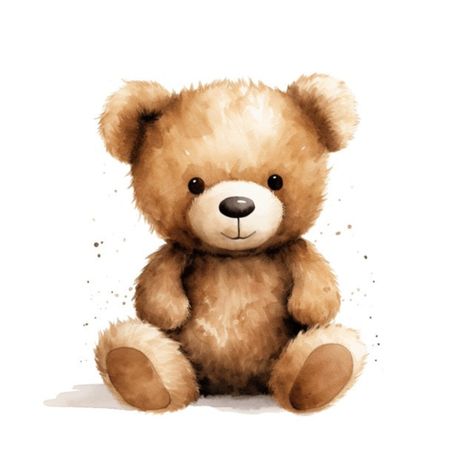 Watercolour Teddy Bear, Cute Teddy Bear Illustration, Teddy Bear Printable, Teddy Bear Watercolor, Teddy Bear Illustration, Watercolor Teddy Bear, Teddy Bear Drawing, Teddy Bear Cartoon, Teddy Bear Clipart