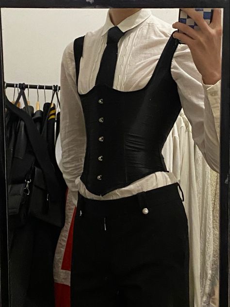 #fashion #mensfashion #autumnfashion #fallfashion #style #styleinspo #outfit #outfitinspo #autumnoutfit #falloutfit #ukfashion #londonfashion #ootd #thrifted #vintage #fashion2022 #aw22 #corset #menscorset #suit #blacktie Corset Outfit Aesthetic, Quality Outfits, Oc Stuff, Corset Outfit, Queer Fashion, Poker Chips, Prom Outfits, Swaggy Outfits, Mode Inspo