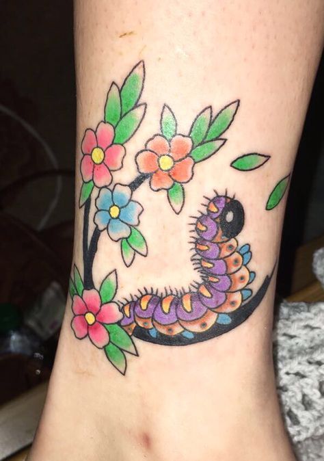 Fuzzy Caterpillar Tattoo, Catipillar Tattoo Drawing Ideas, Caterpillar Tattoos, Nan Tattoo, Caterpillar Tattoo, Skull Butterfly Tattoo, Fuzzy Caterpillar, Butterfly With Flowers Tattoo, Skull Butterfly