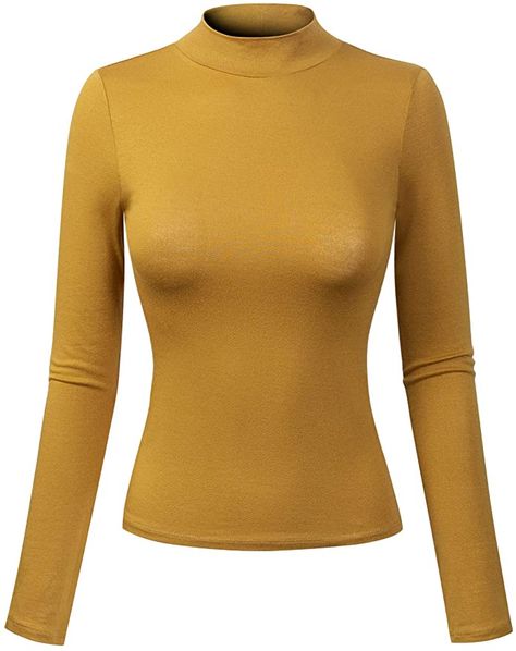 Slim Fit Sweater, Mock Neck Long Sleeve, Slim Fit Top, Mock Neck Top, Sweater Brands, Long Sleeve Turtleneck, Women's Wardrobe, Fitted Sweater, Spring Outfits Casual