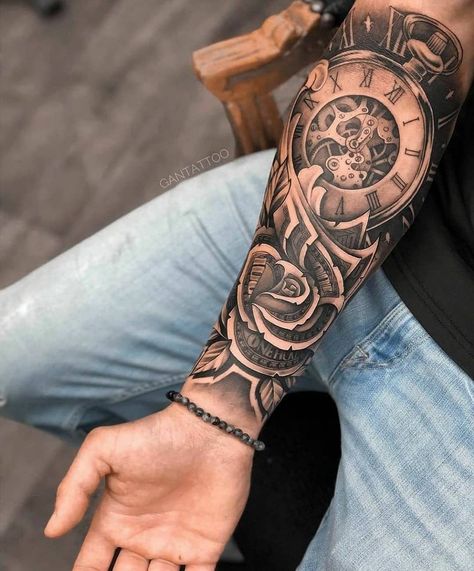 Voll Arm-tattoos, Gear Tattoo, Half Sleeve Tattoos Forearm, Money Tattoo, Men Tattoos Arm Sleeve, Cool Arm Tattoos, Forarm Tattoos, Forearm Sleeve Tattoos, Cool Forearm Tattoos