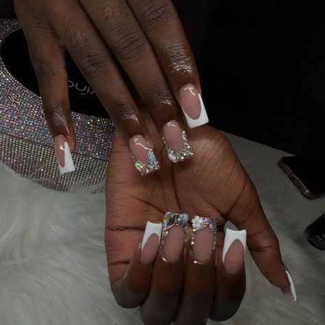 looooveee these bling frenchies (DM to book back to school sale) - - - #nails #nailsnailsnails #njnailtech #blacknailtech #entrepreneur #beginner #beginnernails #beginnernailtech #nailtech #naildesigns #nailart #nailaddict #naildesigns Bling Frenchies, Back To School Sale, Back To School Sales, Nail Tech, Nail Ideas, Back To School, Nail Designs, Nail Art, Nails