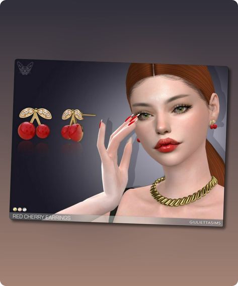 Sims 4 Accessory CC: RED Cherry Earrings By Feyona Cherry Accessories, Sims 4 Accessories Cc, The Sims 4 Mod, Sims 4 Cc Download, Cc For Sims 4, Model Nails, Cc Folder, Cherry Earrings, Cherry Dress