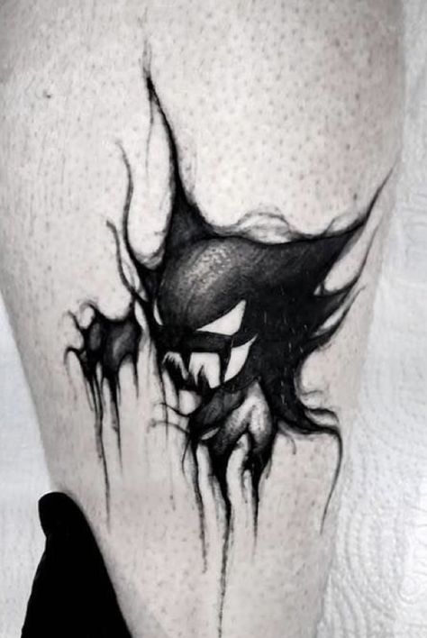 Horror Tattoo Ideas Dark Art, Tattoo Ideas Dark Art, Tattoo Ideas Dark, Yugioh Tattoo, Horror Tattoo Ideas, Gengar Tattoo, Tattoo After Care, Tattoo Ideas Unique, Tattoo Artist Tattoo