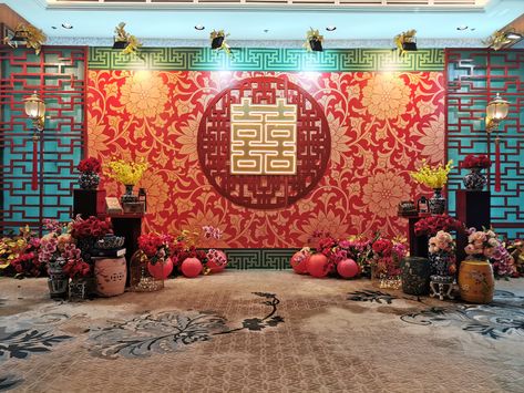 Tinghun Backdrop, Chinese Backdrop, Sangjit Decoration, Chinese Hotpot, Cny 2023, Ceremony Table, Shanghai Night, Chinese Wedding Decor, New Year Backdrop