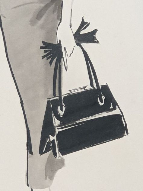 Sketching Your Way to a Distinctive Style and Expression Hand Holding Purse Reference, Purse Sketch Drawing, Purse Design Drawing, Purses Drawing, Hand Bag Drawing, Hand Bag Illustration, Bag Drawing Sketch, Purse Sketch, Purse Drawing