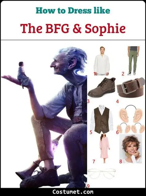 Sophie's Costume from The BFG for Cosplay & Halloween 2023 Sophie Bfg Costume, Sophie Foster Costume, Bfg Costume, Sofia Costume, Brown Leather Vest, Cute Nightgowns, Brown Chukka Boots, The Bfg, Book Week Costume