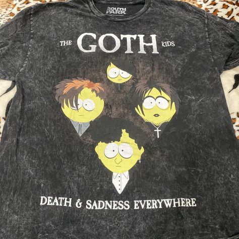 Goth Kids from South Park - Depop Goth Kids South Park, South Park Shirt, Goth Kids, Goth Music, Germanic Tribes, Goth Stuff, Pin Hole, Art Base, Art Movement