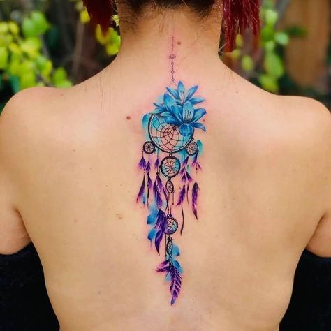 Watercolor Dreamcatcher Tattoo, Atrapasueños Tattoo, Tatuaje Trash Polka, Dream Catcher Tattoo Design, Full Tattoo, Dream Catcher Tattoo, Geniale Tattoos, Tatuaje A Color, Tattoo Life