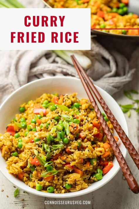 Vegan Dishes Easy, Curry Fried Rice, Vegan Curry Recipes, Quick Vegan Meals, Better Than Takeout, Easy Veggie, Vegan Side Dishes, Vegan Curry, Vegan Sides