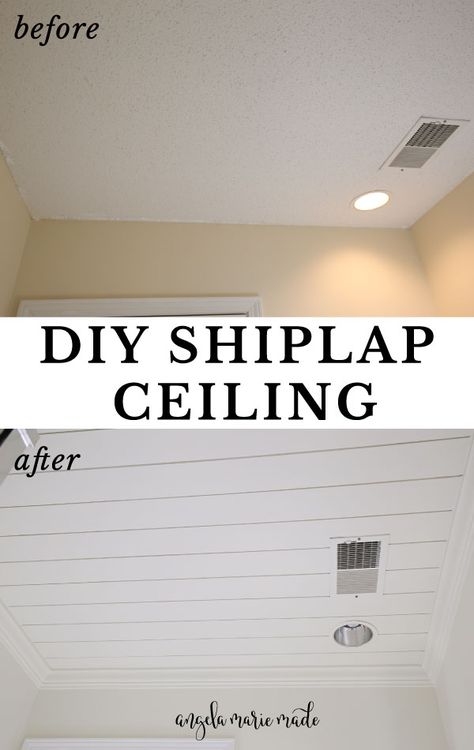 Shiplap Ceiling Trim Ideas, Shiplap Ceiling Bathroom, Shiplap Bathroom Ceiling, Diy Shiplap Ceiling, White Shiplap Ceiling, Bathroom Ceiling Ideas, Cheap Ceiling Ideas, Paneling Sheets, Sunroom Remodel