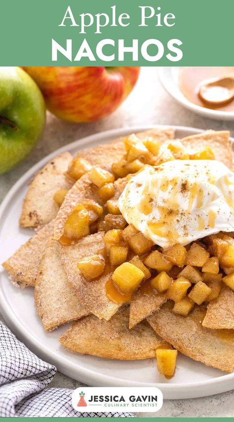 Indulge in a heavenly treat with my irresistible Apple Pie Nachos recipe. 🍎🥧🧀 These nachos are the perfect blend of sweet and crunchy, with warm apple slices drizzled in ooey-gooey caramel sauce and sprinkled with a cinnamon-sugar crumble. 😍🍯✨ Whether you're looking for a crowd-pleasing party snack or a deliciously cozy dessert, these apple pie nachos are guaranteed to satisfy your tastebuds. #ApplePieNachos #DessertLoversUnite #SatisfyYourCraving via @foodiegavin Cinnamon Apple Chips Baked, Cinnamon Sugar Tortillas, Apple Pie Filling Recipes, Cinnamon Apple Chips, Apple Chips Baked, Baked Tortilla Chips, Honey Mustard Dipping Sauce, Gooey Caramel, Apple Cookies