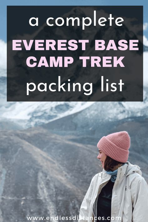 The most complete Everest Base Camp packing list out there. In this article, you'll find all the details you need on what to pack for Everest Base Camp. #everestbasecamppackinglist #everestbasecamp #everestbasecamptrek #trekkingpackinglist #nepaltravel Camp Packing List, Camp Packing, Mount Everest Base Camp, Camping Packing List, Everest Base Camp Trek, Everest Base Camp, Chile Travel, Hiking Essentials, Nepal Travel