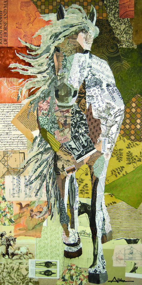 Horse Collage, Torn Paper Collage, Horse Quilt, Landscape Art Quilts, Paper Art Projects, Mixed Media Art Canvas, Mosaic Art Projects, Collage Art Projects, Horse Artwork