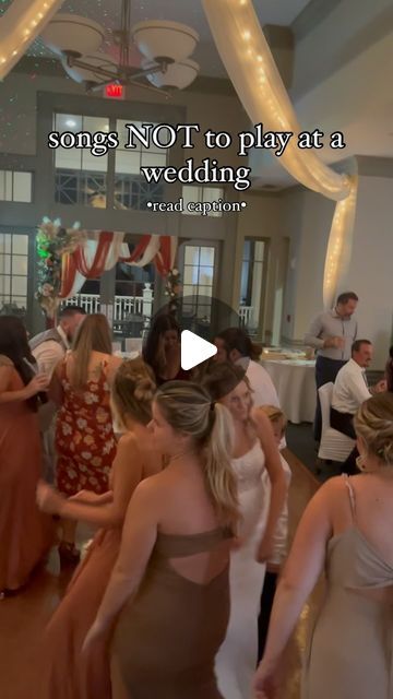 Florida Event Planner + Coordinator on Instagram: "I’ve seen a few videos here and there about what songs you should and shouldn’t play at your wedding…

In all honesty, WHO CARES!! 

It’s YOUR wedding, play whatever you want. 

You can’t please everyone so do want you want to do anyways. 

I’m sure there’s songs you may not want your grandparents to hear or you know they won’t dance to it so it may be good to have specific songs played later on in the evening when they may or may not have gone home already. 

Feel free to give your DJ a list of songs you definitely want played and maybe a genre or certain types of songs you do not want played like for example, no country music or nothing with curse words so you’ll want the clean version! 

It’s also nice to have guests request songs, espe List Of Songs, Wedding Song, Curse Words, Pleasing Everyone, Song Play, Song List, Wedding Songs, Who Cares, Dance Floor