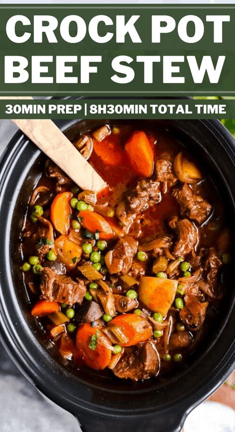 Serve up a hot meal without the fuss for your family tonight: This crock pot beef stew is the perfect easy comfort food. It is simple to prepare in the slow cooker, made entirely from scratch for a healthy dinner! It is the best kind of slow cooker meal you can sit down to. | #recipes #easyrecipes #dinner #easydinner #slowcooker #crockpot #stew #beef #beefrecipes #beefstew #slowcookerrecipes #crockpotrecipes #healthyfood #healthyrecipes #healthyeating #healthycooking Best Crockpot Beef Stew, Crock Pot Beef Stew, Easy Beef Stew Recipe, Crock Pot Beef, Stew Beef, Crockpot Recipes Beef Stew, Crockpot Stew, Stew Meat Recipes, Beef Stew Crockpot