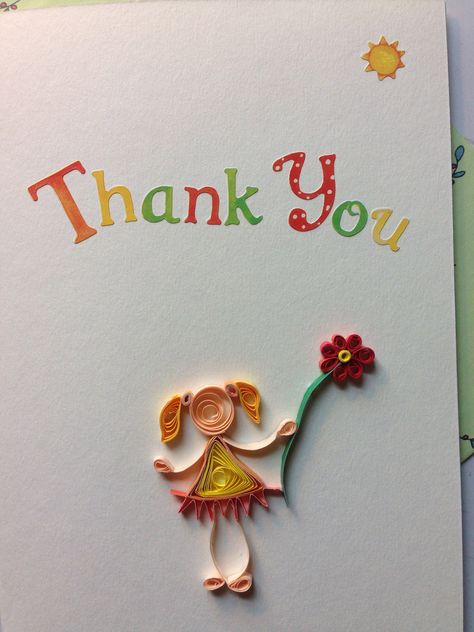 Thank you quilled Quilling Miniatures, Teachers Day Greetings, St Patricks Day Crafts For Kids, Quilling Work, Quilled Creations, Beautiful Art Paintings, St Patrick's Day Crafts, Quilling Paper, Quilling Cards